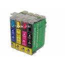 CR--T0715 Pack de 4 Cartouches rechargeables compatibles EPSON livrées pleines avec puce auto-reset T0711, T0712, T0713, T0714.
